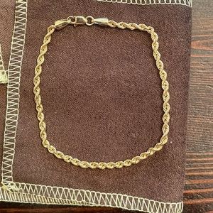 10K Gold Rope Chain Bracelet 7 Inch
